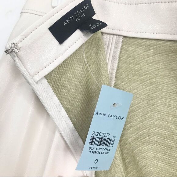 SOLD Ann Taylor White Faux Leather A Line Panel Stitch Midi Skirt NEW - Picture 14 of 15